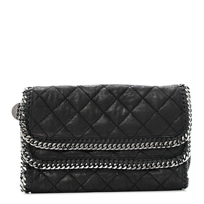 Stella McCartney Shaggy Deer Quilted Falabella Fold Over Clutch Black 1 of 12