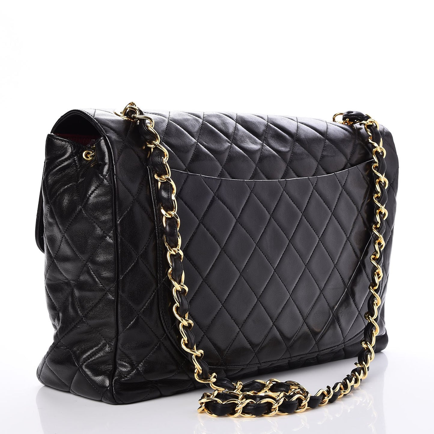 Lambskin Quilted XL Jumbo Single Flap Black