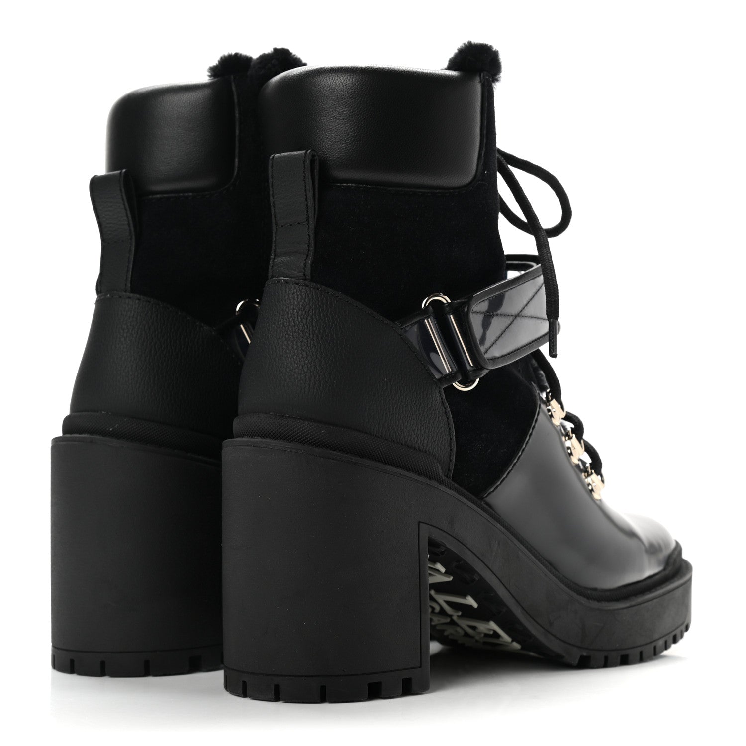 Valentino Garavani Calfskin Shearling VLOGO Combat Boots 38.5 Black 4 of 6