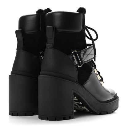 Valentino Garavani Calfskin Shearling VLOGO Combat Boots 38.5 Black 4 of 6