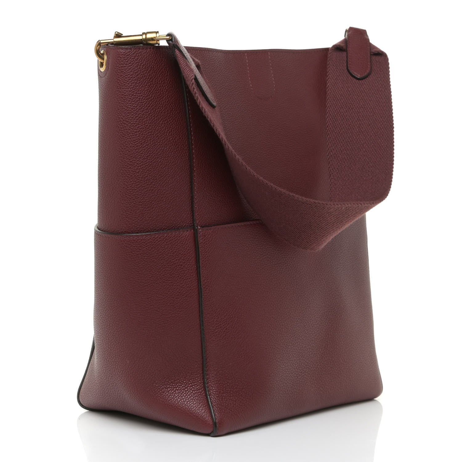 Celine Soft Grained Calfskin Sangle Bucket Bag Burgundy 3 of 13