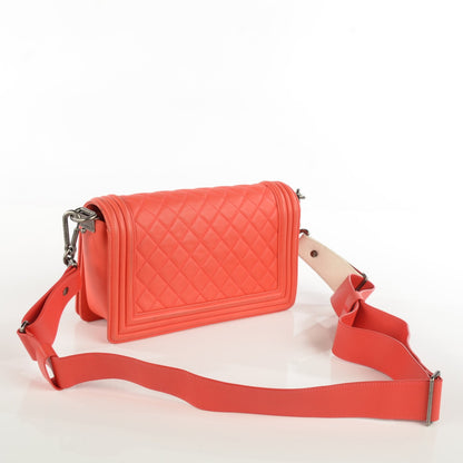 Chanel Lambskin Quilted Medium Boy Flap w Stingray Strap Coral 3 of 8