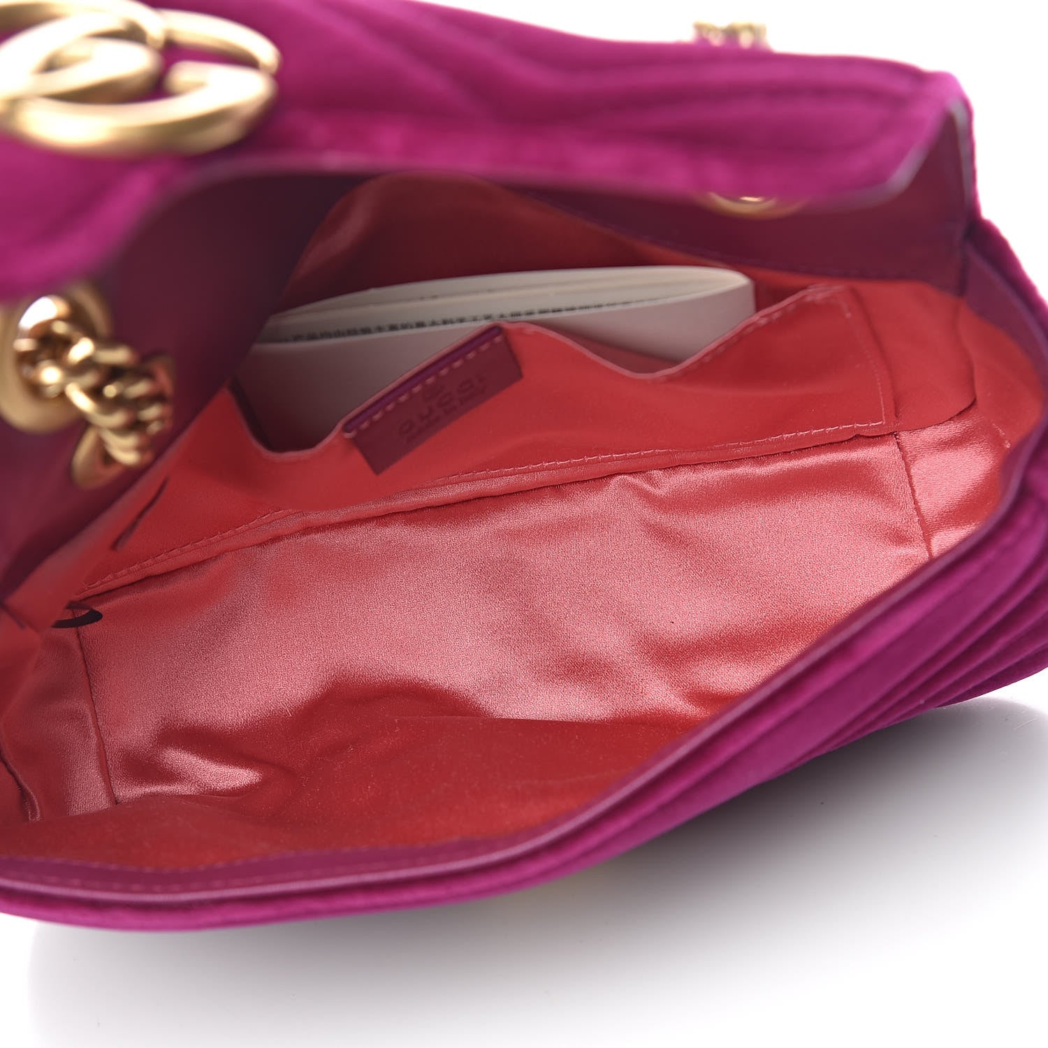Gucci Velvet Matelasse Mini GG Marmont Shoulder Bag Fuchsia Violet Cyclamen 5 of 10