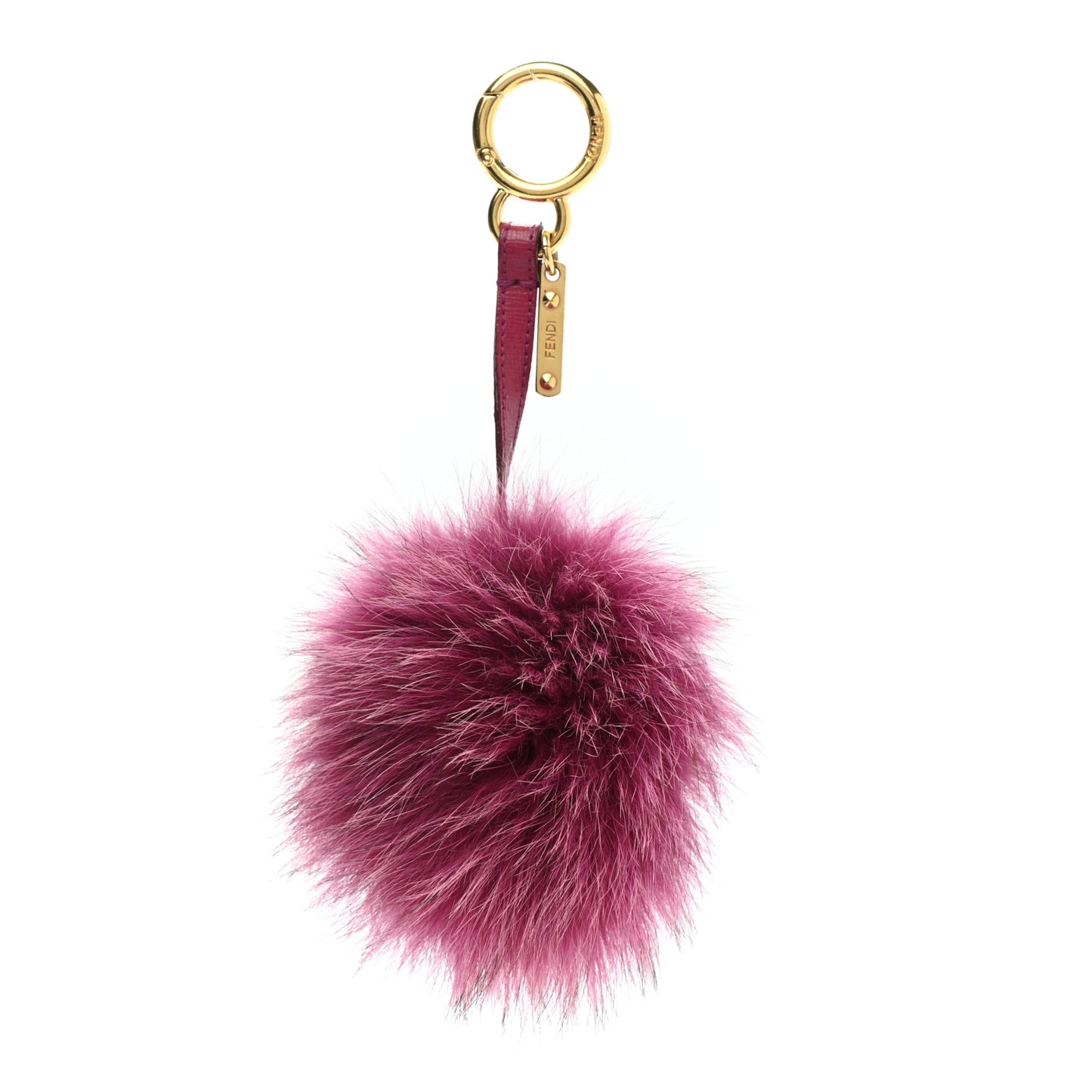 Fox Fur Pom Pom Bag Charm Fuchsia