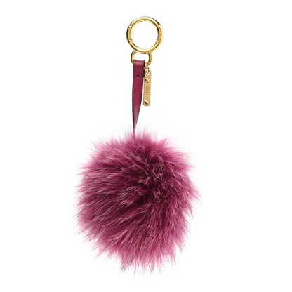 Fendi Fox Fur Pom Pom Bag Charm Fuchsia 1 of 5