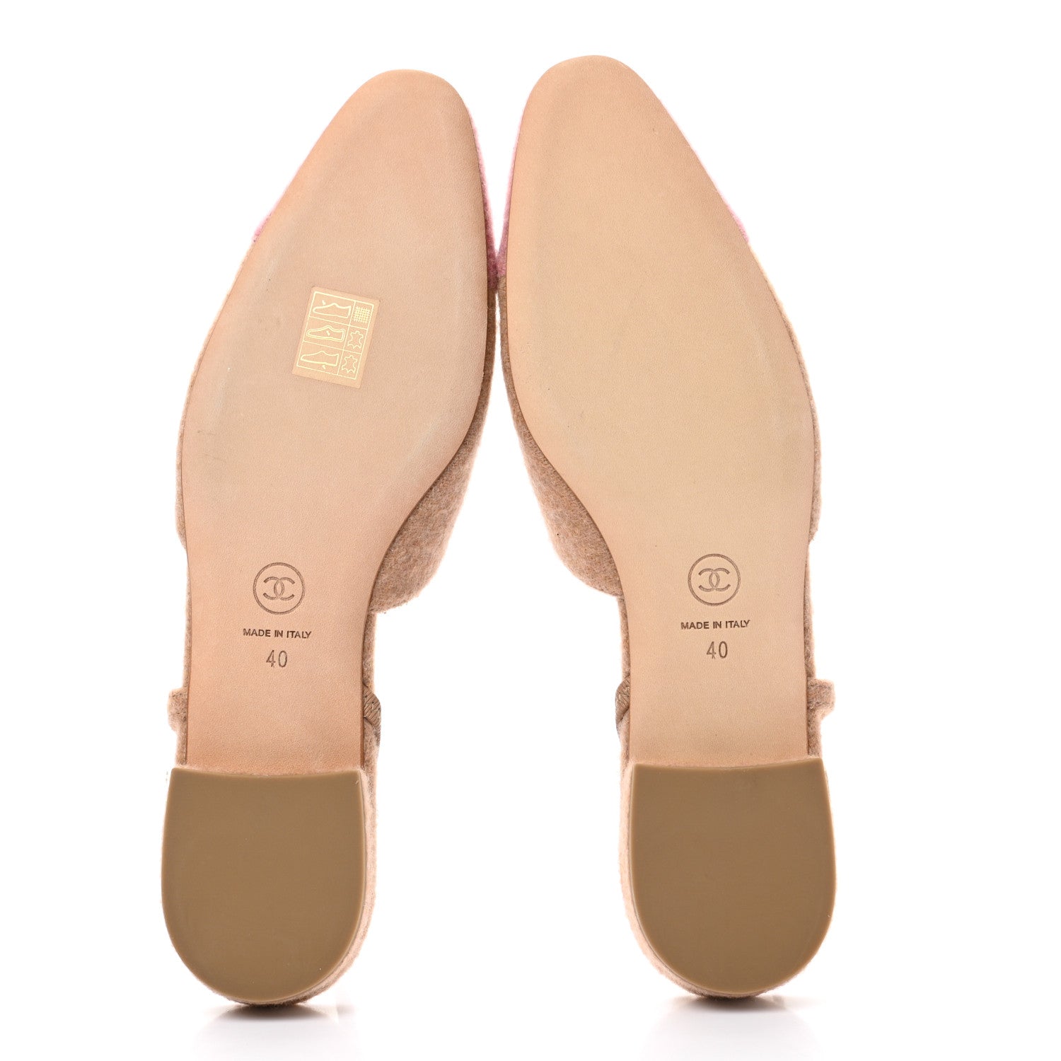 Chanel Wool Cap Toe CC Slingback Flat 40 Beige Pink 5 of 8
