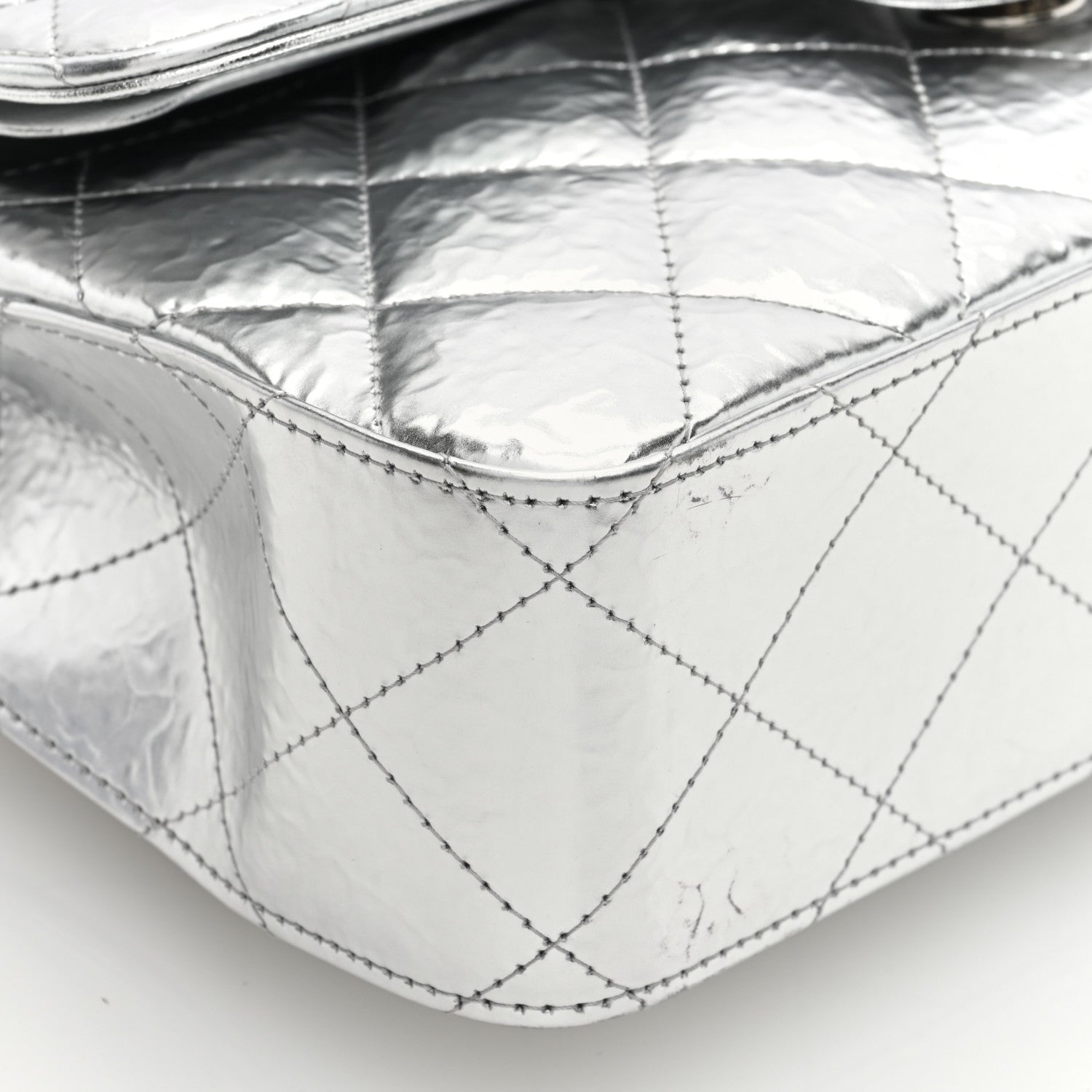 Chanel Hammered Metallic Calfskin Quilted Small Double Flap Silver 9 of 11