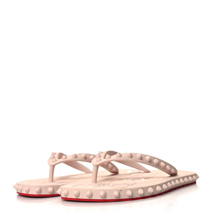 Christian Louboutin Rubber Spike Super Loubi Flip Flop Sandals 37 Leche 3 of 7