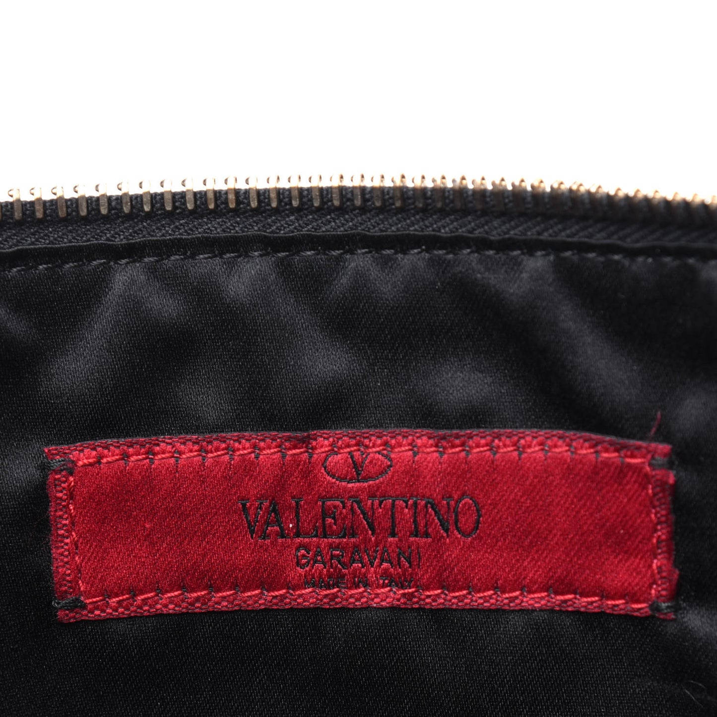Vitello Large Rockstud Zip Pouch Black