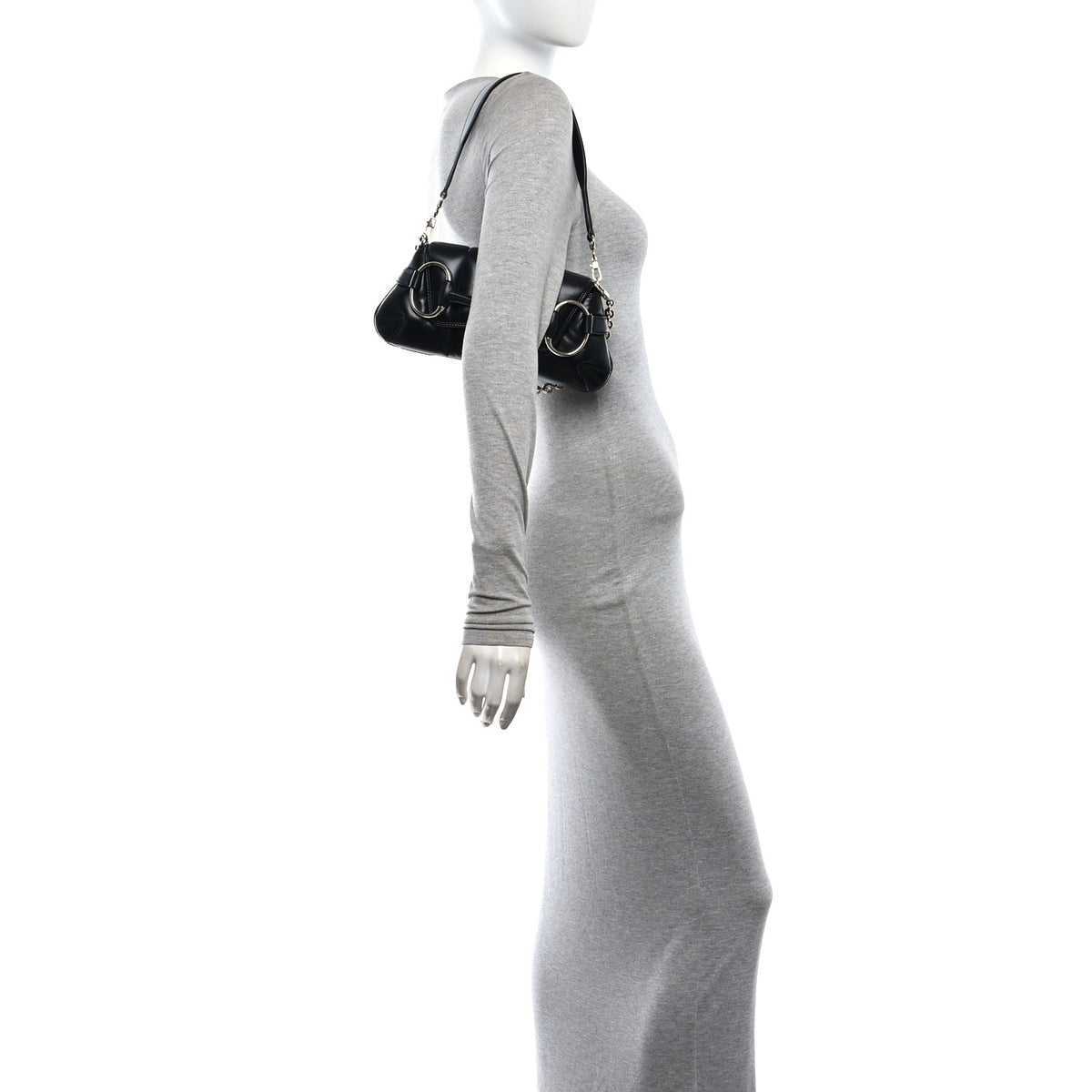 Nappa Vertical Matelasse Small Maxi Horsebit Chain Shoulder Bag Black