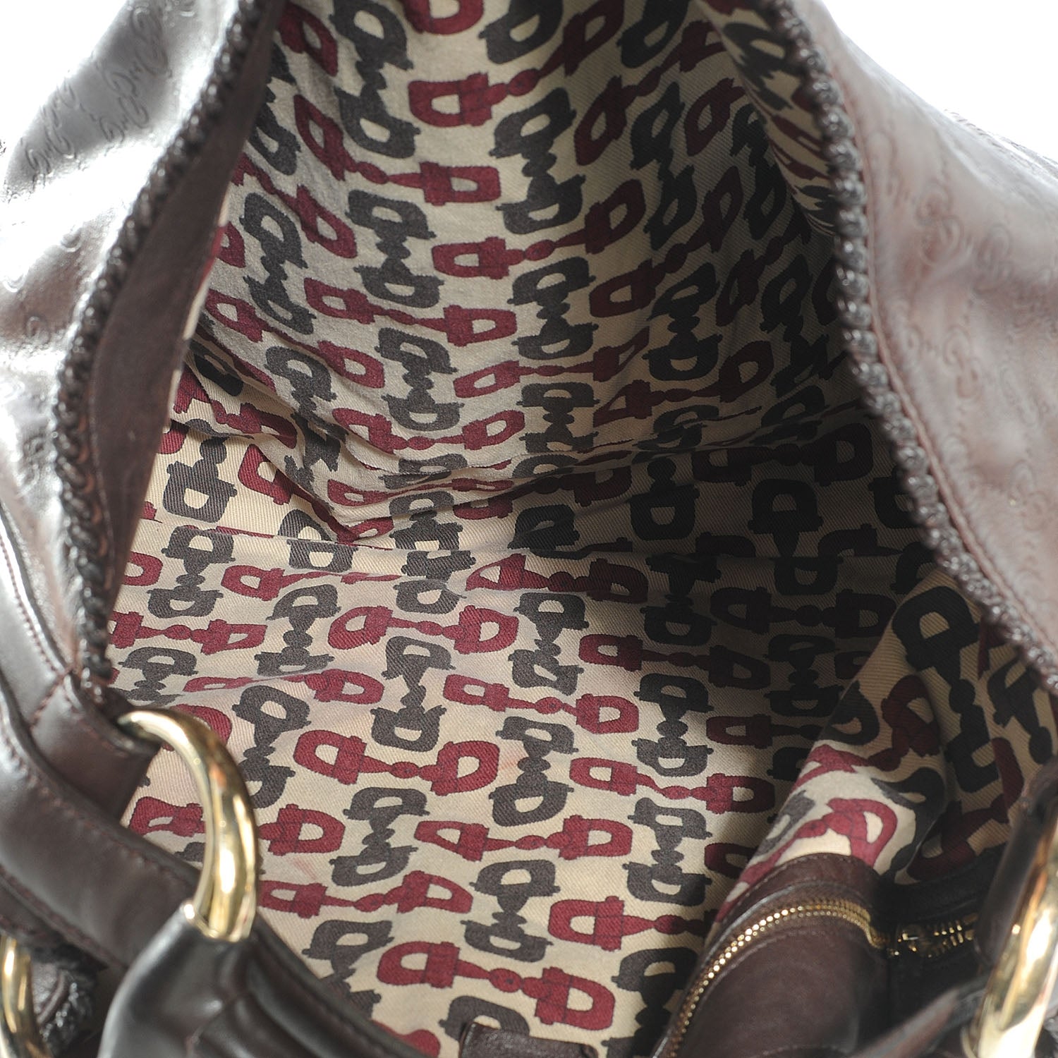 Gucci Guccissima Large Horsebit Chain Hobo Chocolate Brown 7 of 9