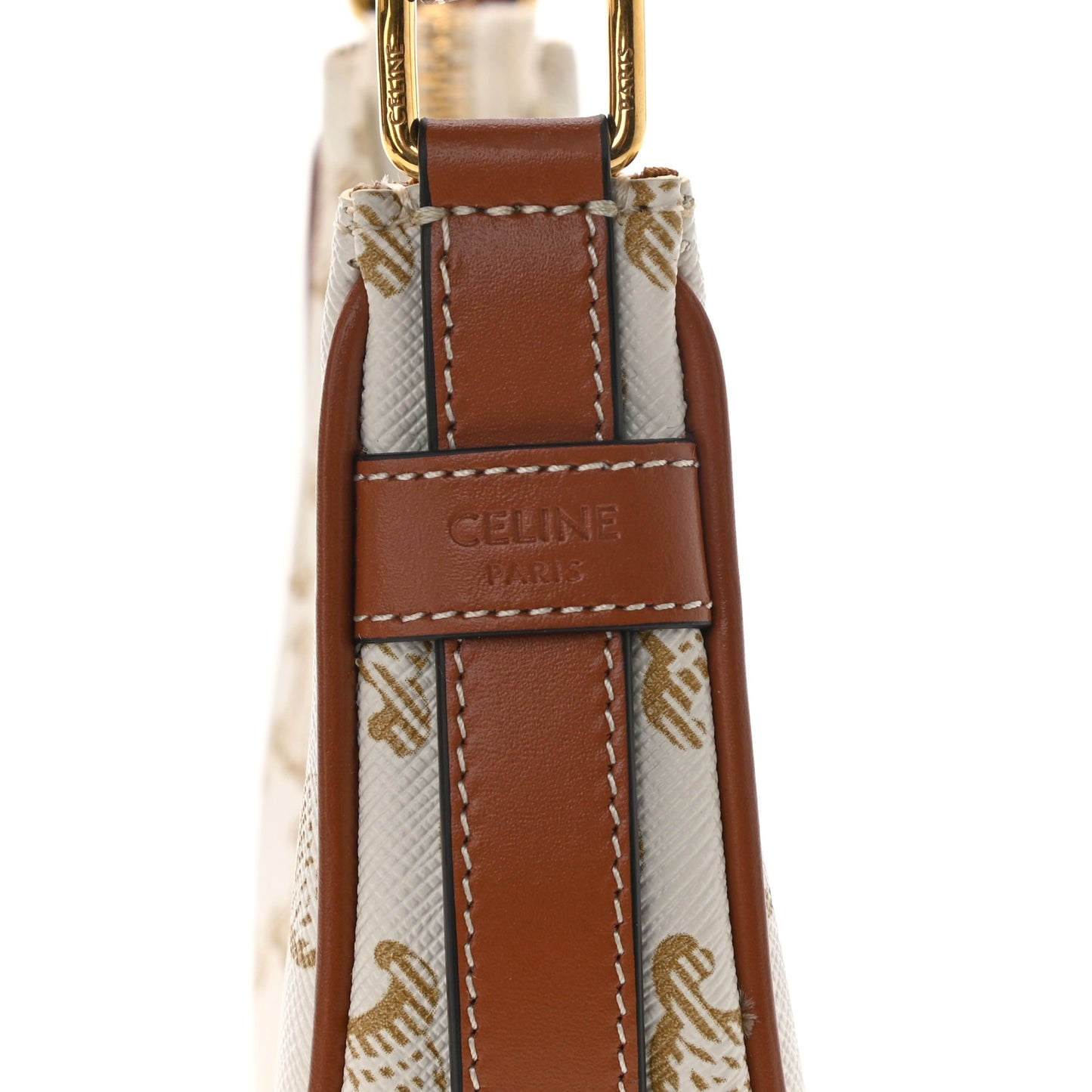 Canvas Calfskin Mini Ava Triomphe Shoulder Bag White