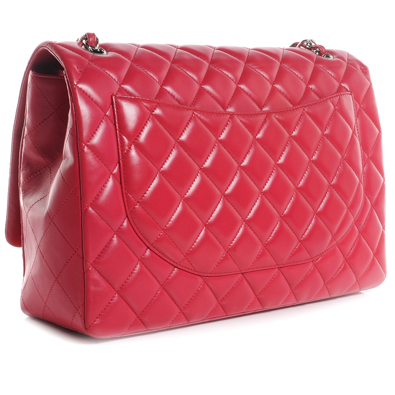 Chanel Lambskin Quilted Maxi Single Flap Fuchsia 3 of 8