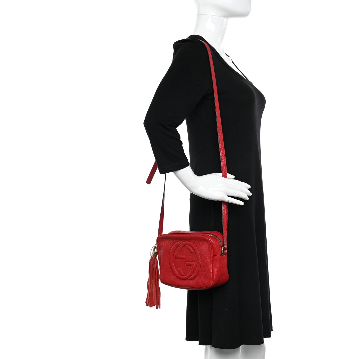 Gucci Pebbled Calfskin Small Soho Disco Bag Tabasco Red 2 of 19