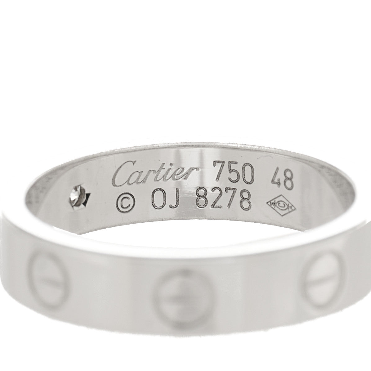 Cartier 18K White Gold Diamond 4mm LOVE Wedding Band Ring 48 4.5 4 of 4