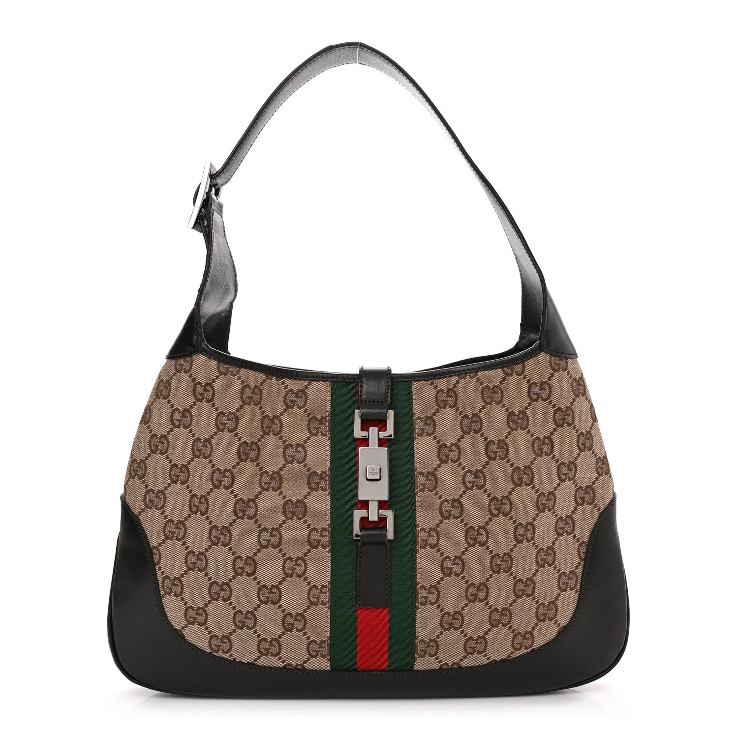 Gucci Monogram Web Jackie O Hobo Dark Brown 1 of 16