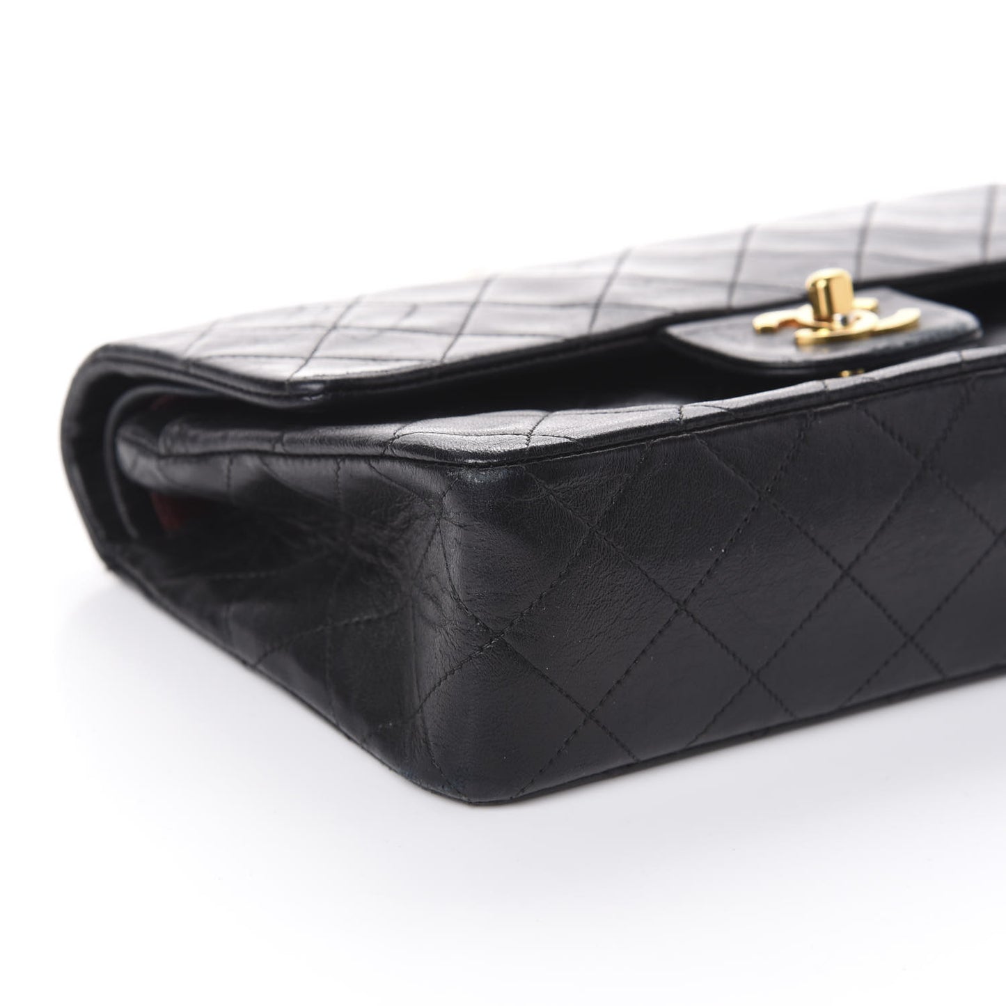 Lambskin Quilted Small Double Flap Black
