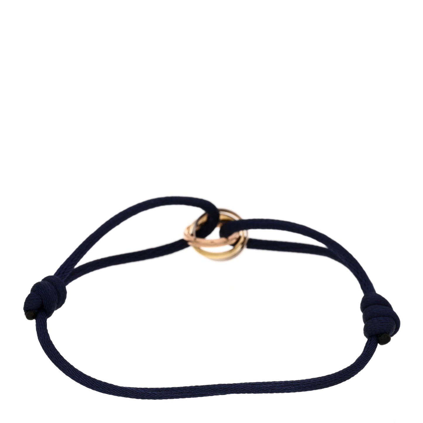 18K Pink Yellow White Gold Trinity Adjustable Cord Bracelet Blue