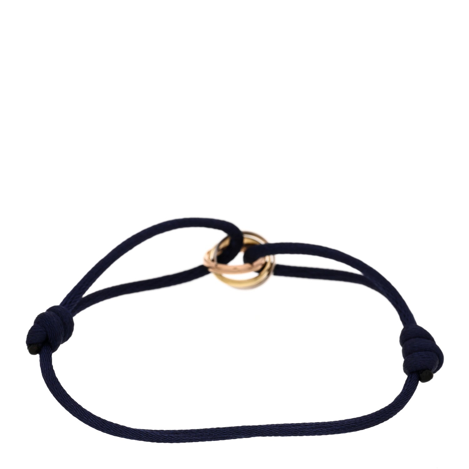 Cartier 18K Pink Yellow White Gold Trinity Adjustable Cord Bracelet Blue 2 of 3