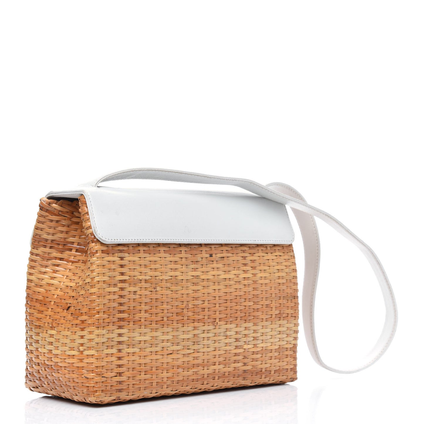 Lambskin Straw Basket Shoulder Bag Light Beige