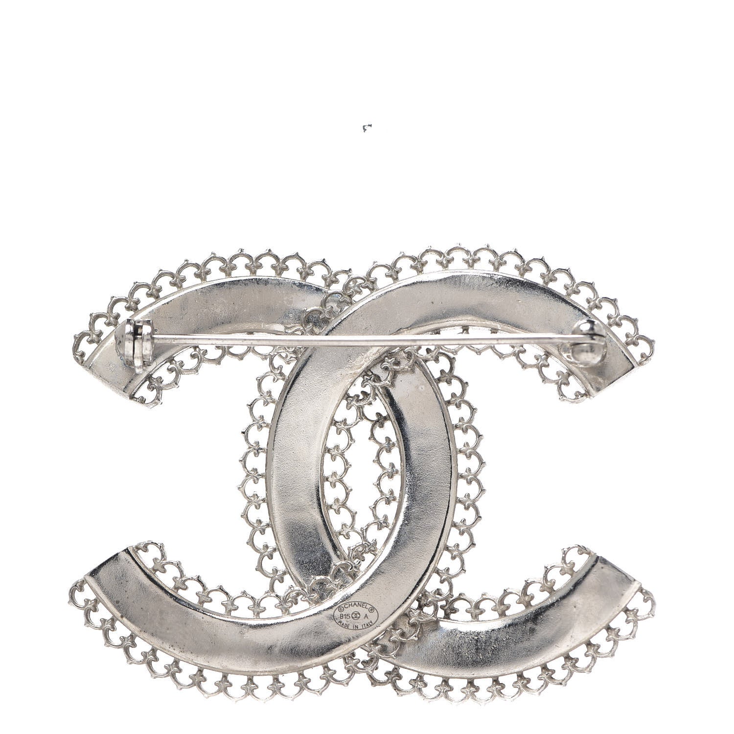 Chanel Large Scalloped CC Brooch Silver 2 of 3
