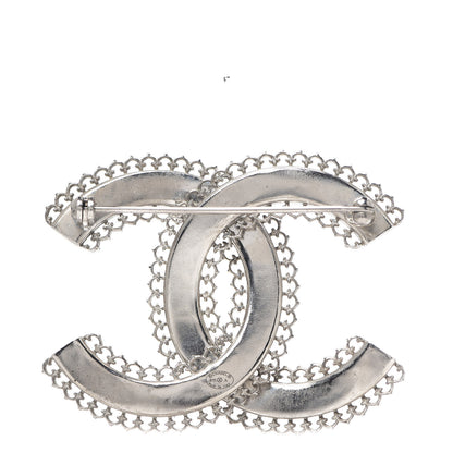 Chanel Large Scalloped CC Brooch Silver 2 of 3