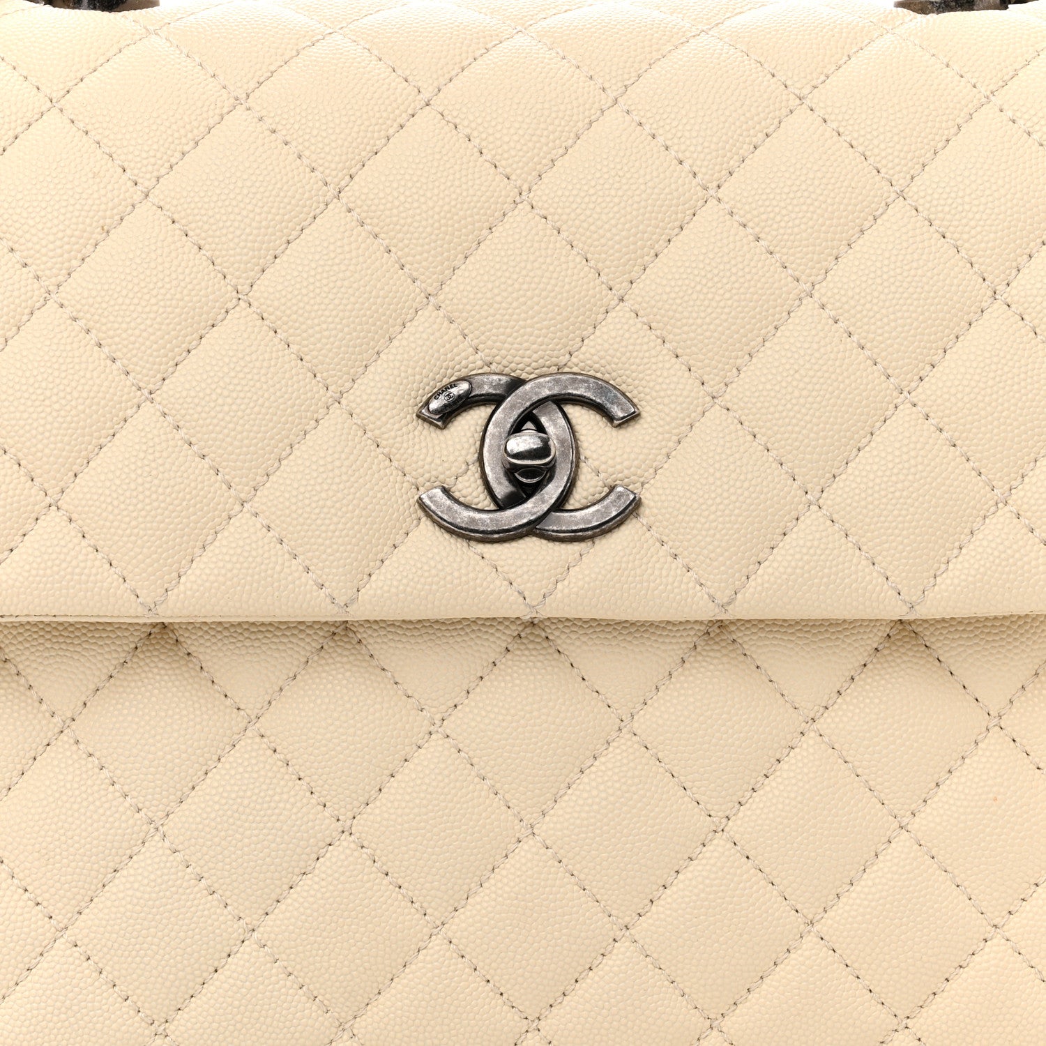 Chanel Caviar Lizard Quilted Medium Coco Handle Flap Ivory 9 of 12