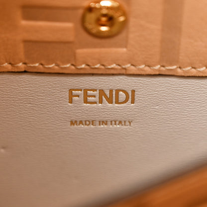 Fendi Vitello Cristallo Nature Canvas FF 1974 Embossed Kan U Shoulder Bag Makeup Grezzo 6 of 13