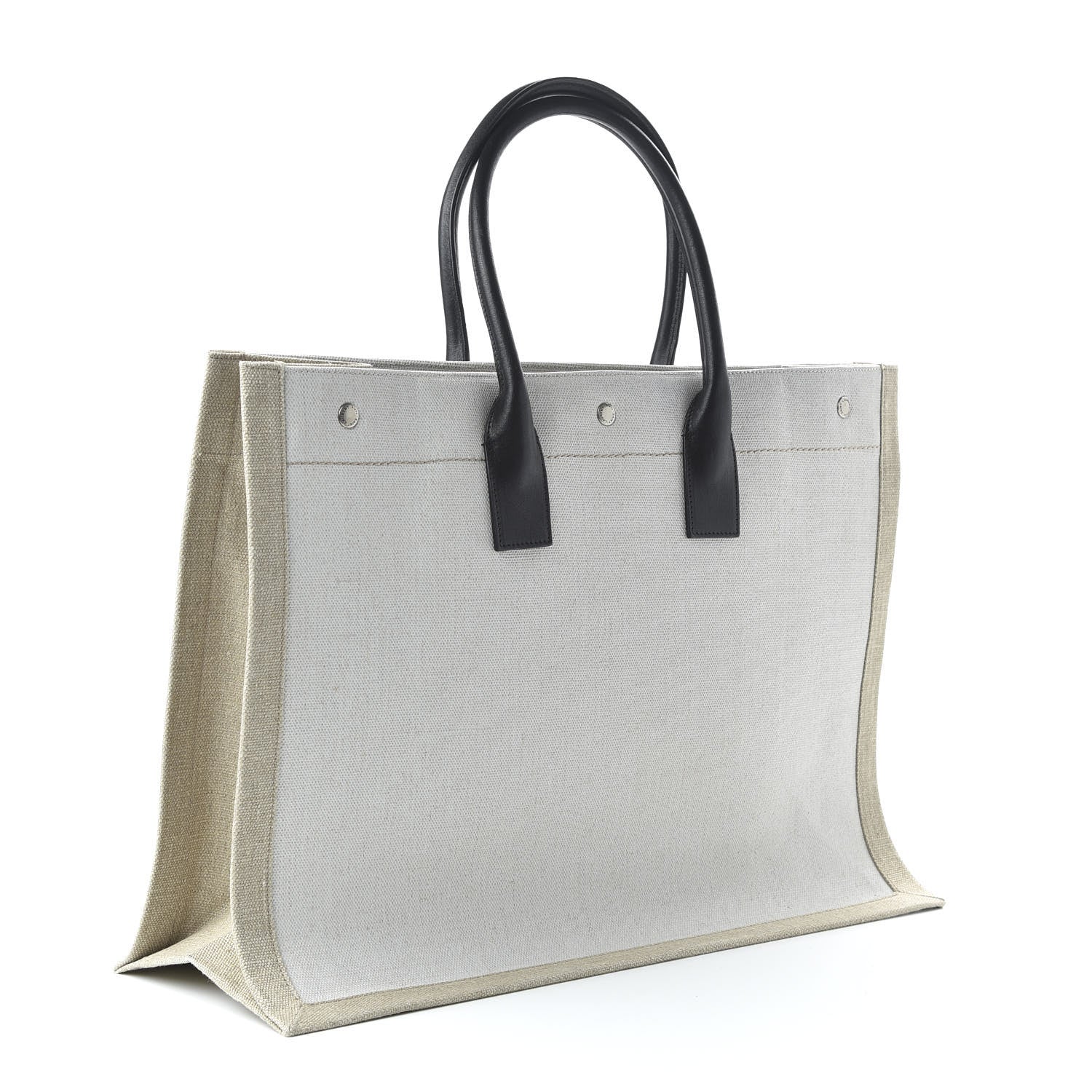 Saint Laurent Linen Calfskin Rive Gauche Tote Optic White 3 of 9