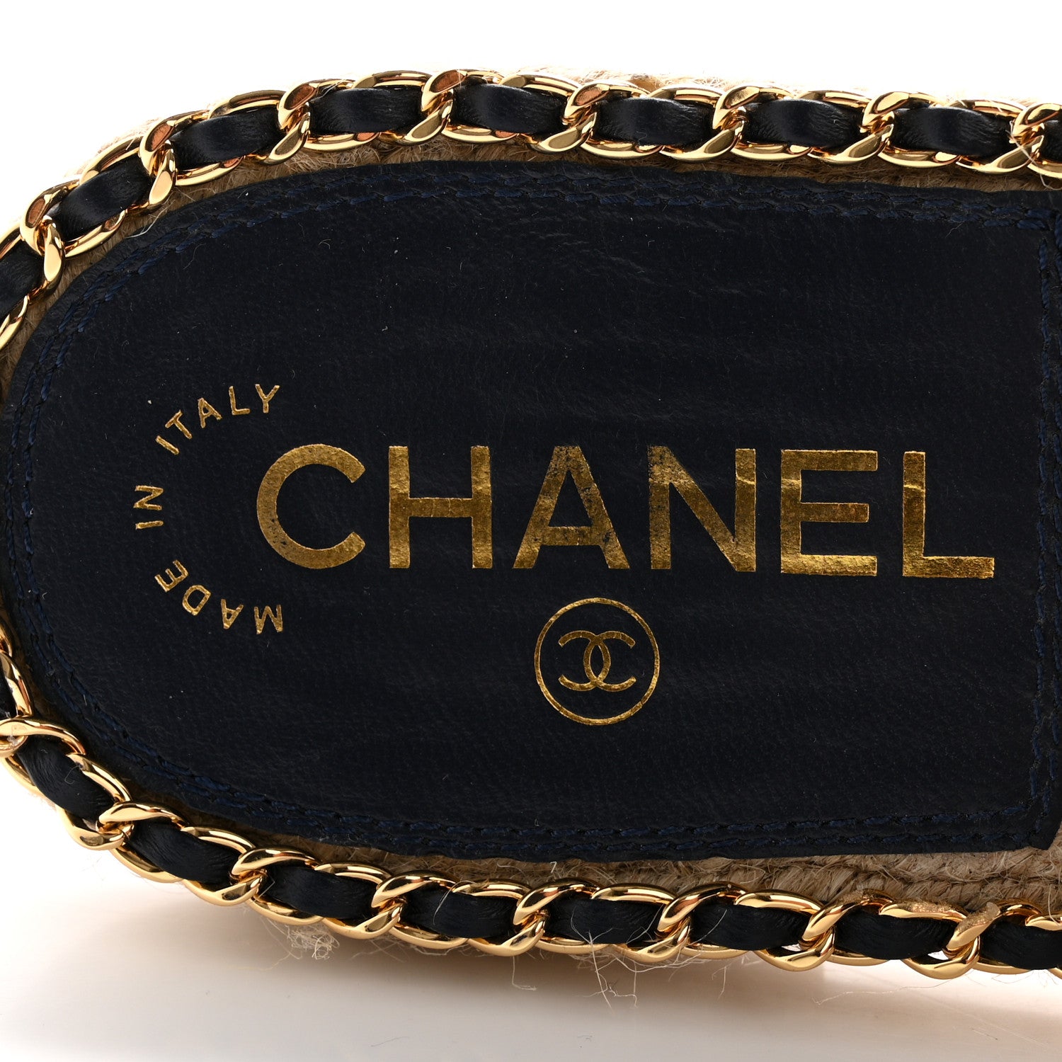 Chanel Lambskin Quilted CC Chain Espadrille Mules 39 Black Navy 6 of 12