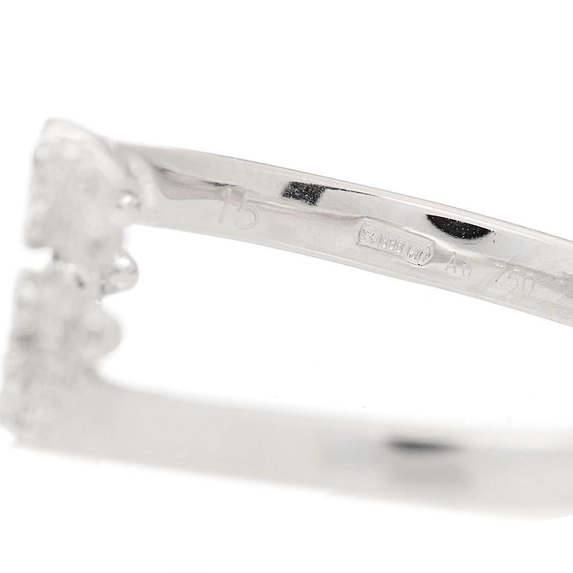 18K White Gold Diamond Running Double G Ring 54 7