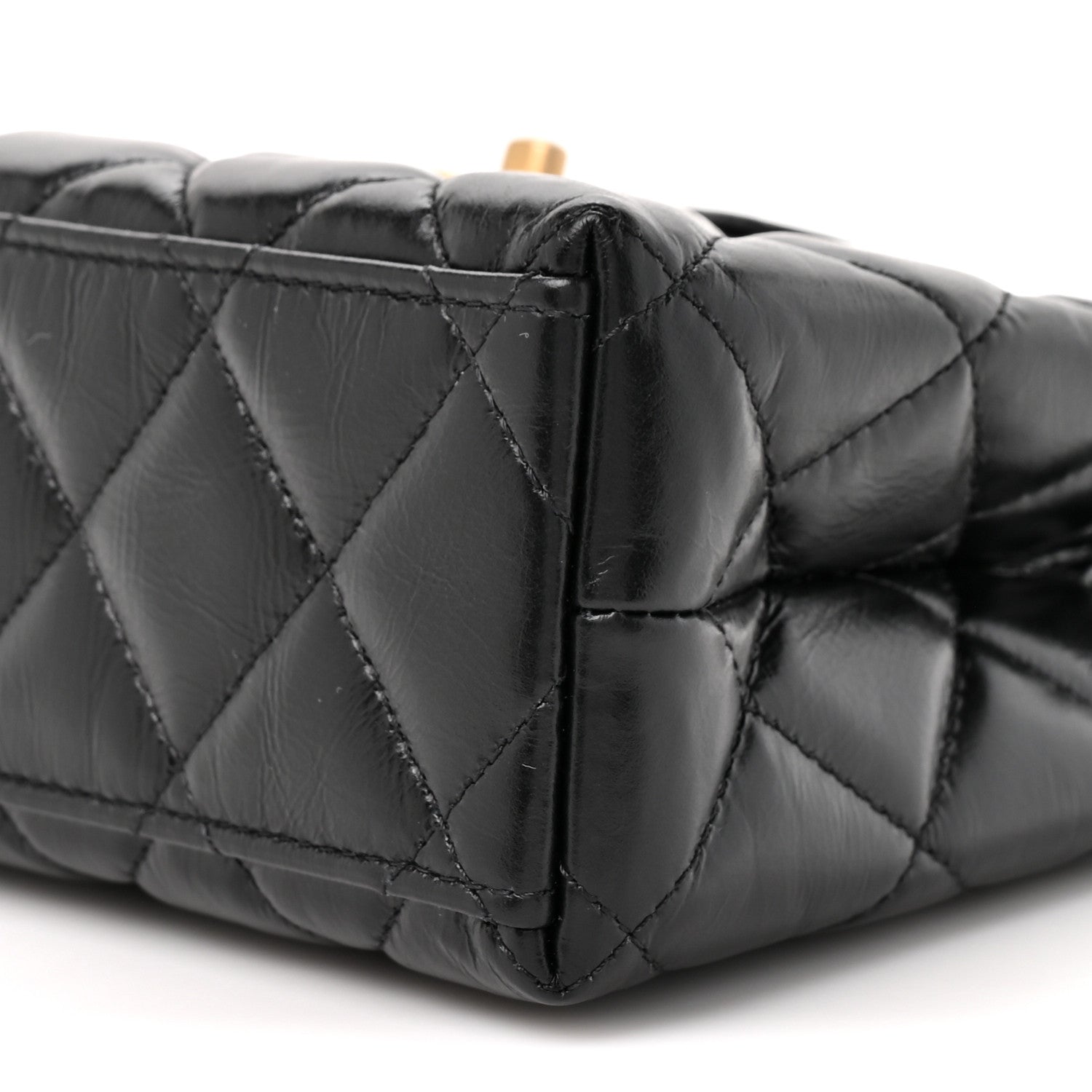 Chanel Shiny Aged Calfskin Quilted Nano Kelly Shopper Black 9 of 10