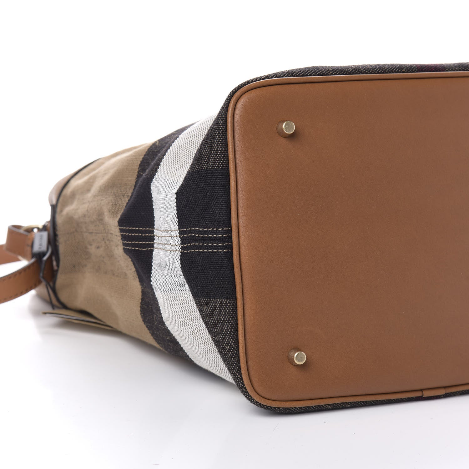 Burberry Grainy Calfskin Canvas Mega Check Medium Ashby Tassel Hobo Saddle Brown 9 of 11