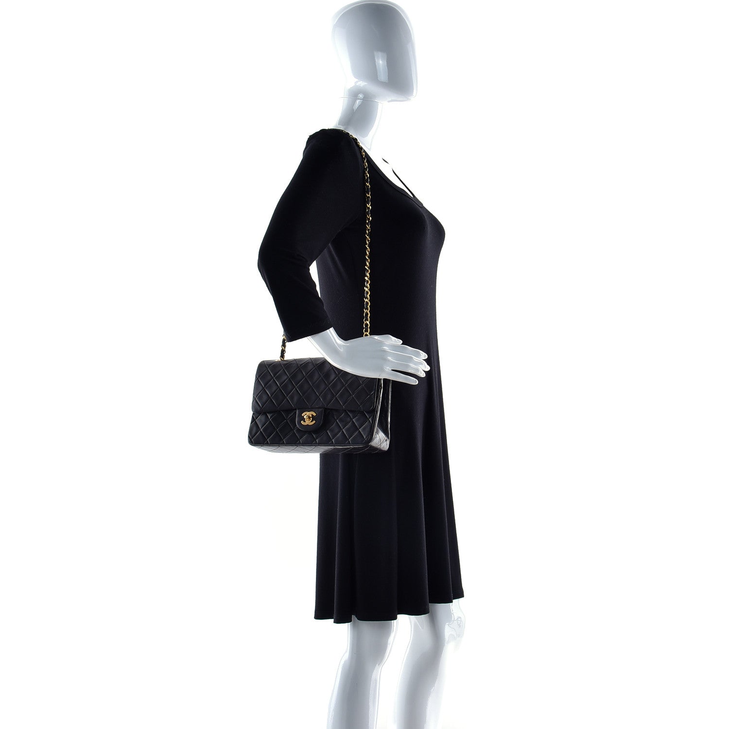 Chanel Lambskin Quilted Medium Double Flap Black 5 of 17