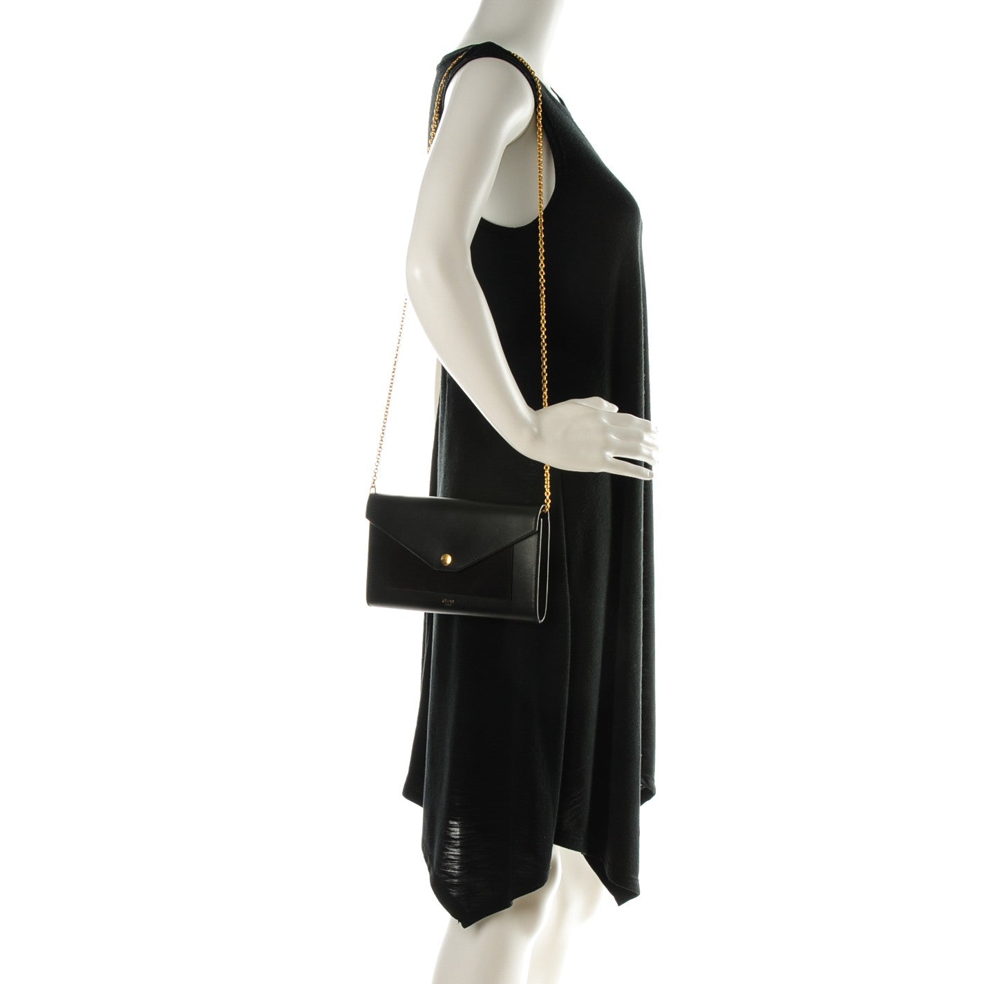 Celine Smooth Calfskin Nubuck Large Pocket Flap On Chain Black 2 of 8
