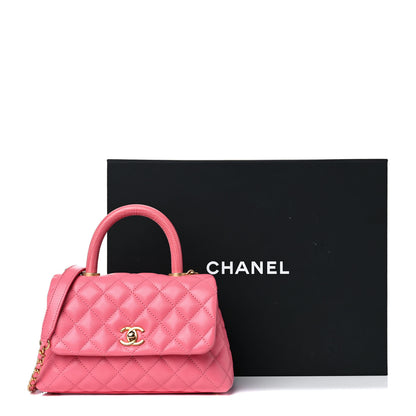 Chanel Caviar Lizard Embossed Quilted Mini Coco Handle Flap Pink 10 of 10