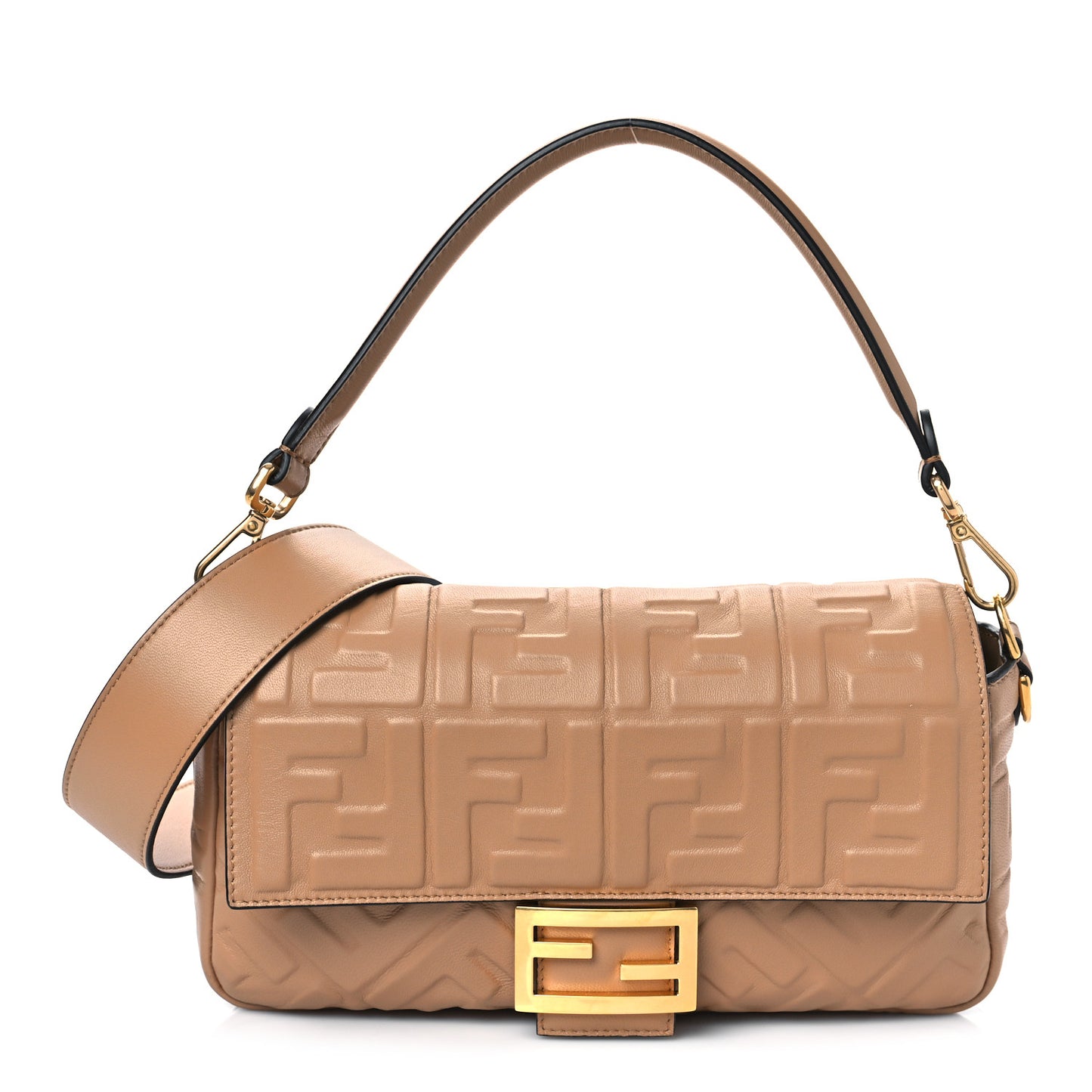 Nappa FF 1974 Embossed Baguette Miele Scuro
