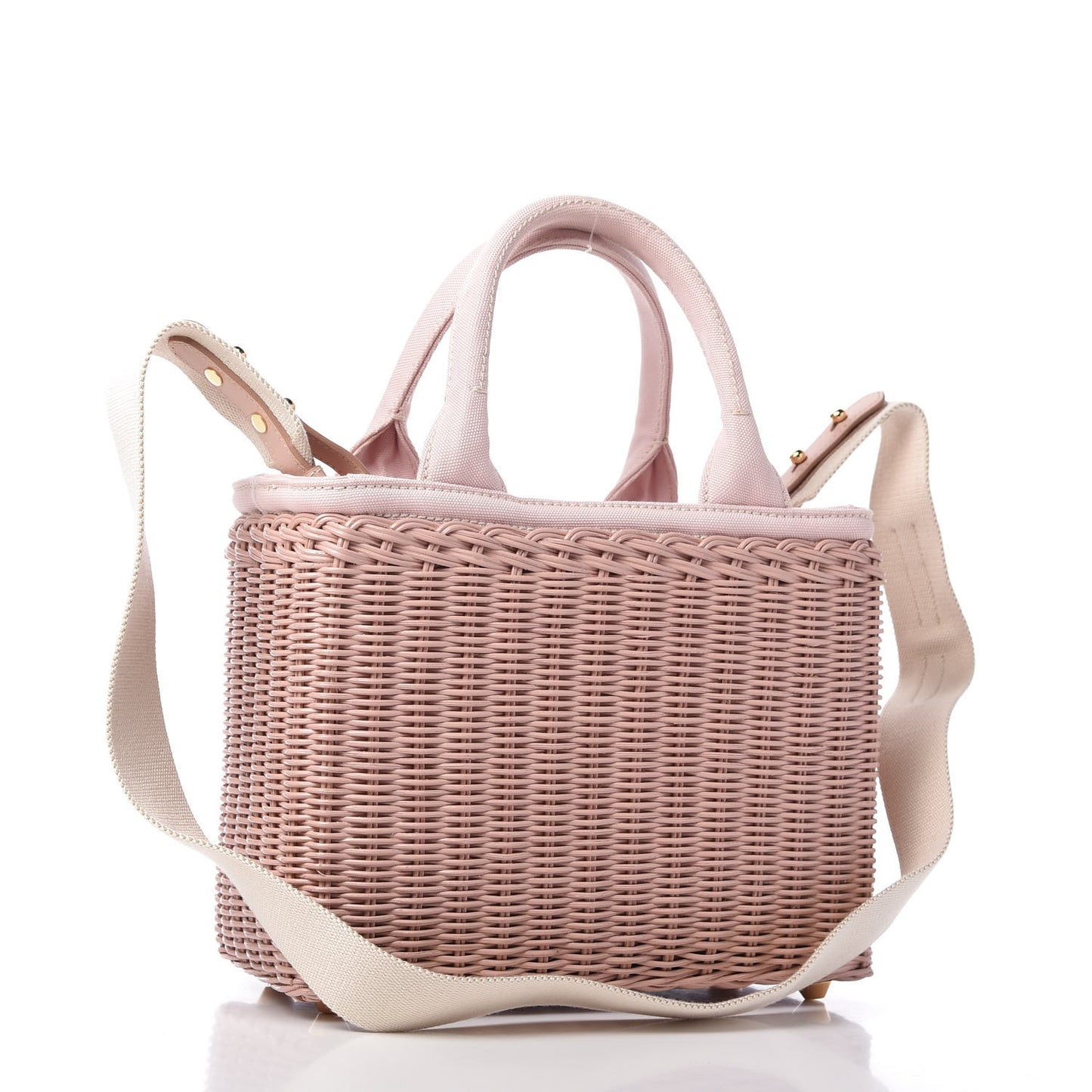 Wicker Canvas Tote Pink