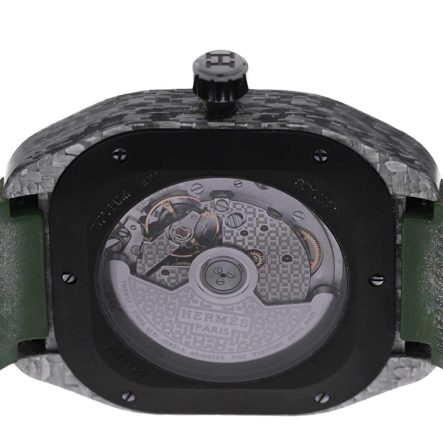 Hermes Glass Fiber Ceramic Rubber 39mm H08 Automatic Watch Vert 4 of 5