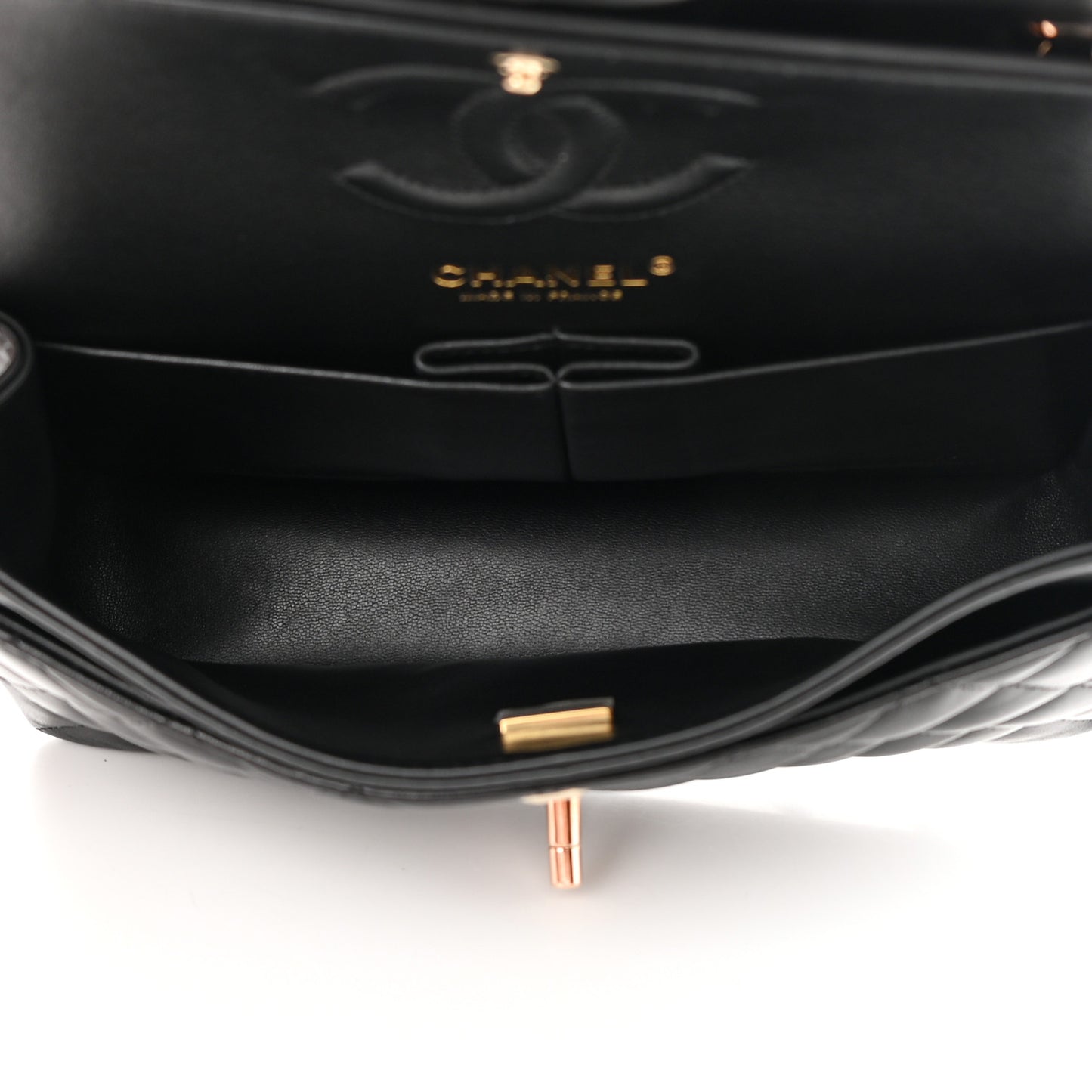 Lambskin Quilted Small Double Flap Black