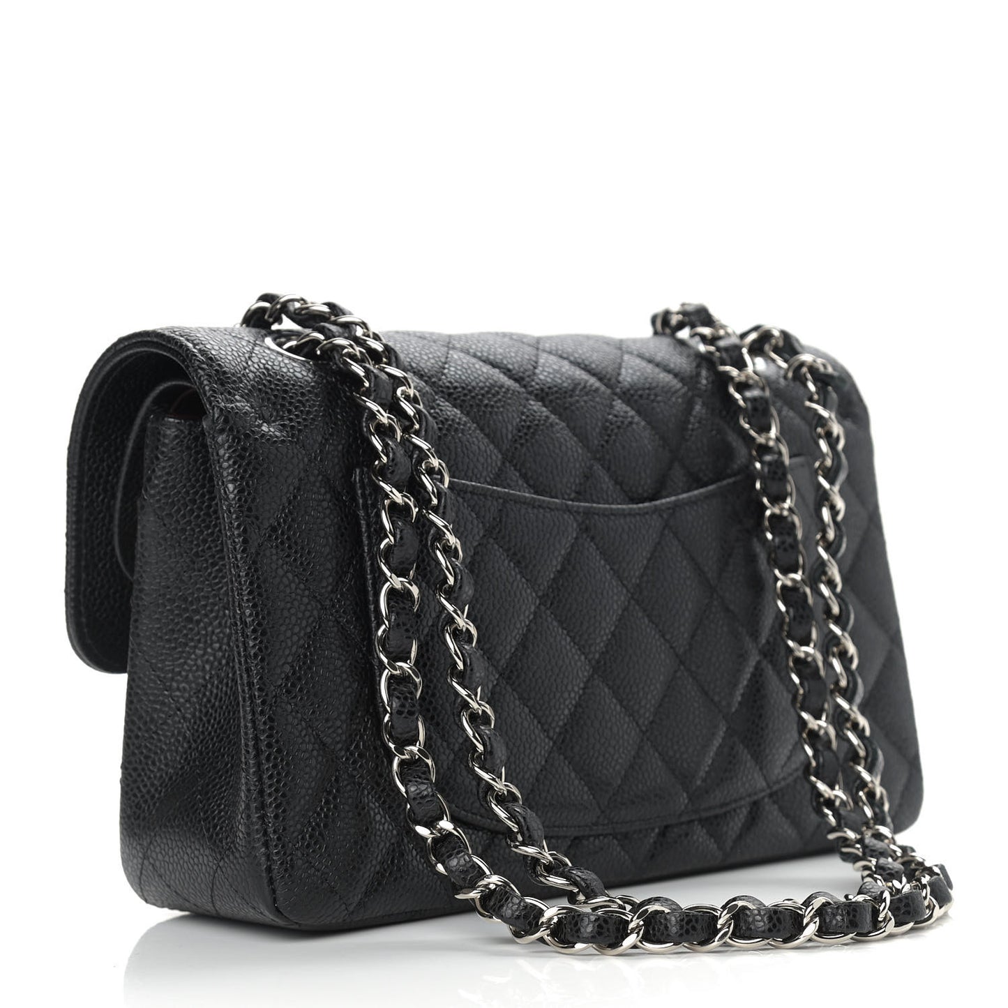 Caviar Quilted Small Double Flap Black