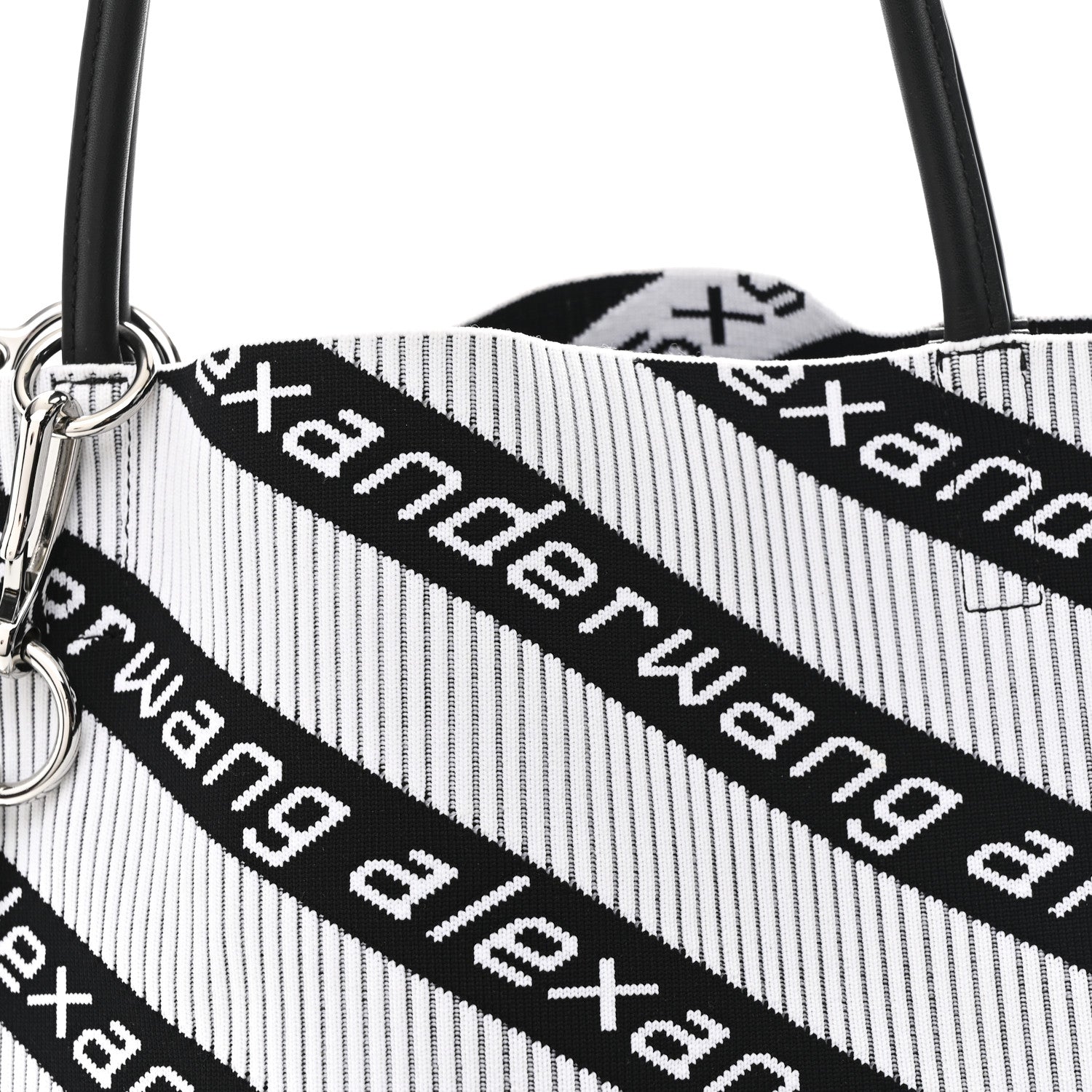 Alexander Wang Knit Jacquard Diagonal Logo Roxy Tote White Black