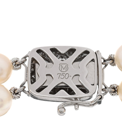 Mikimoto 18K White Gold Akoya Pearl 5.5-6mm Double Strand Bracelet 3 of 4