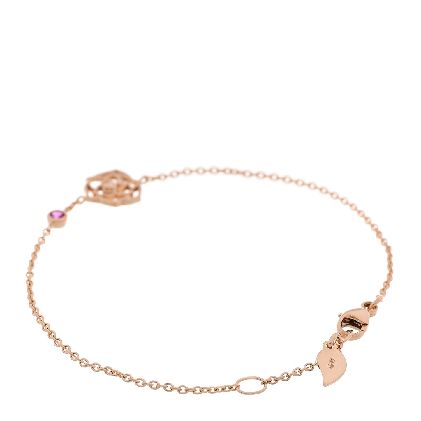18K Rose Gold Diamond Pink Sapphire Rose Bracelet