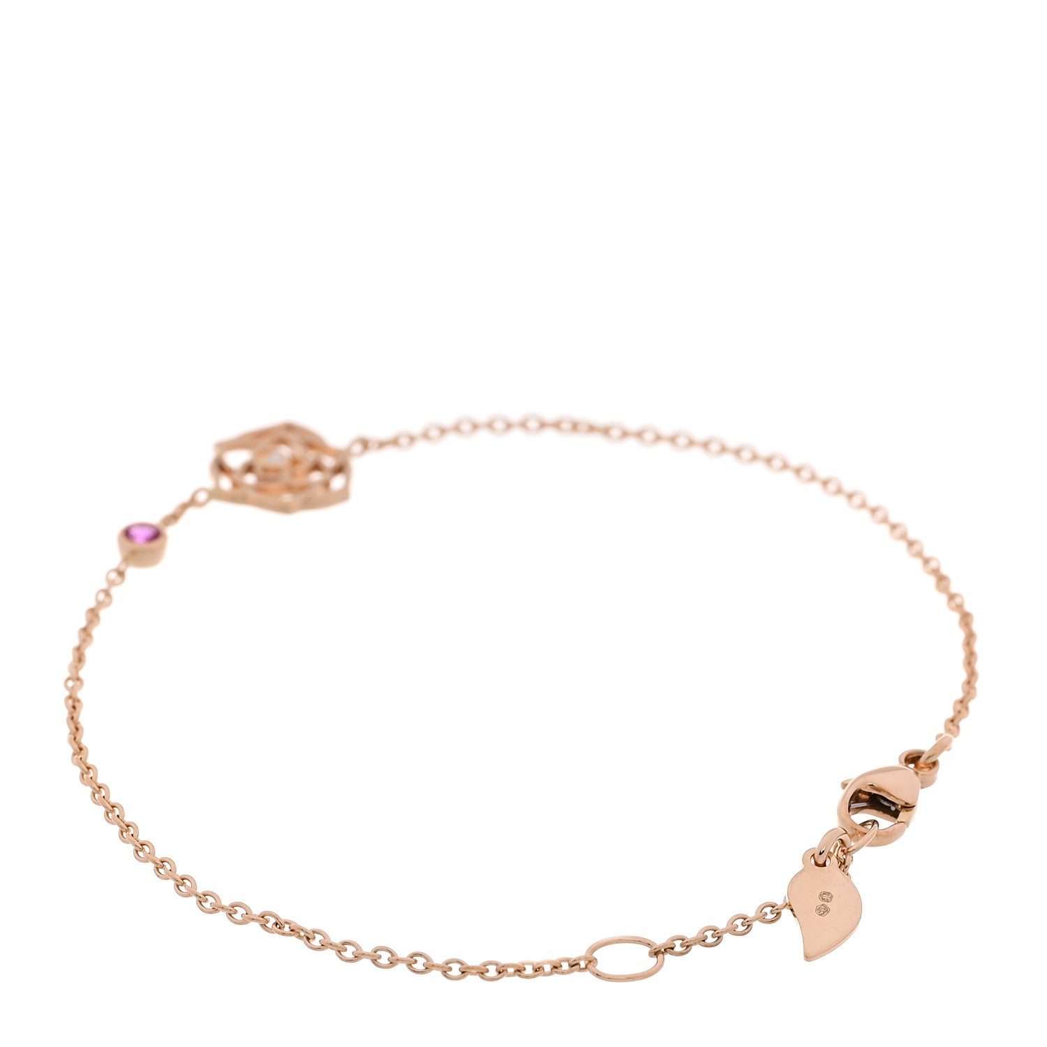 Piaget 18K Rose Gold Diamond Pink Sapphire Rose Bracelet 2 of 4