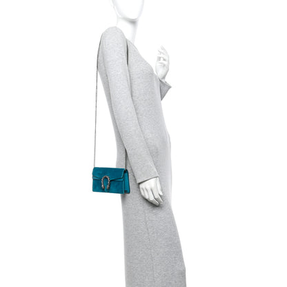 Gucci Velvet Super Mini Dionysus Shoulder Bag Pavone Cyan 2 of 11