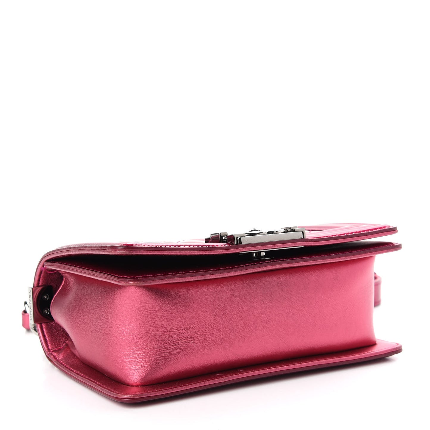 Metallic Patent Calfskin Quilted Small Boy Flap Pink