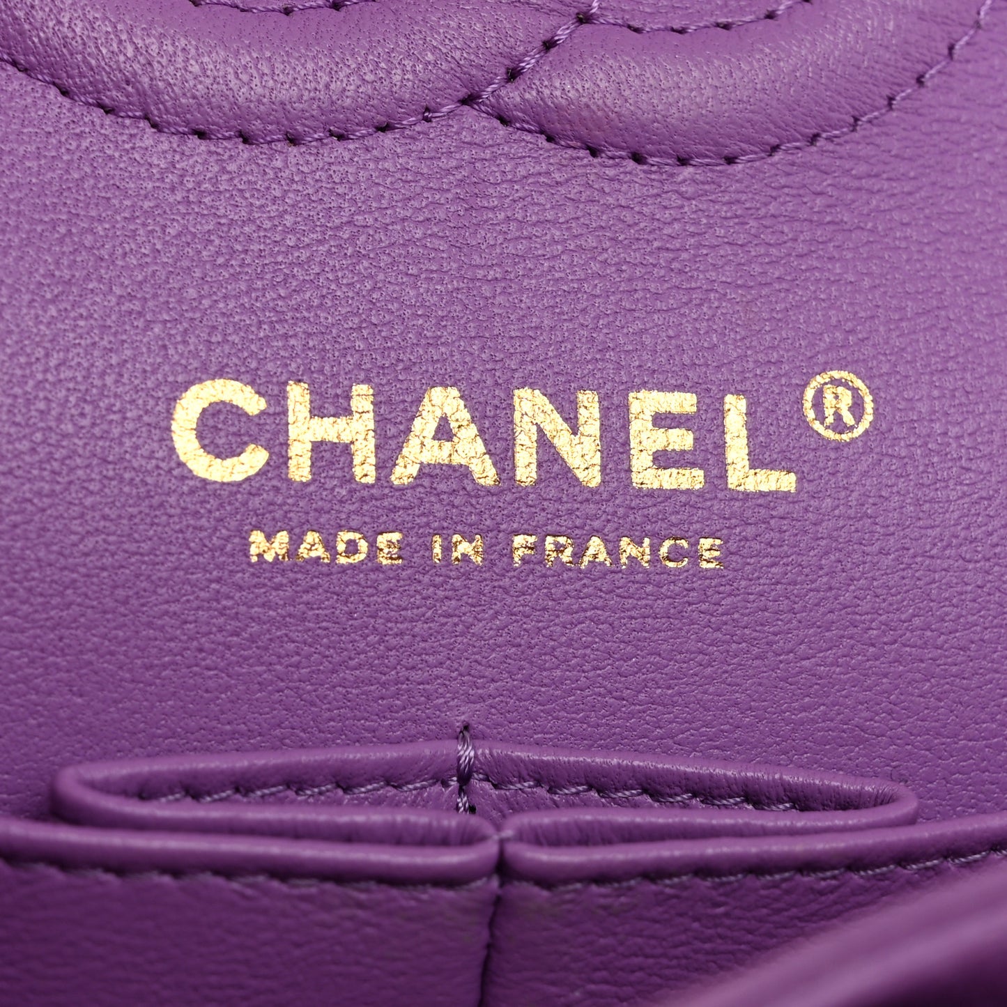 Caviar Quilted Small Double Flap Purple