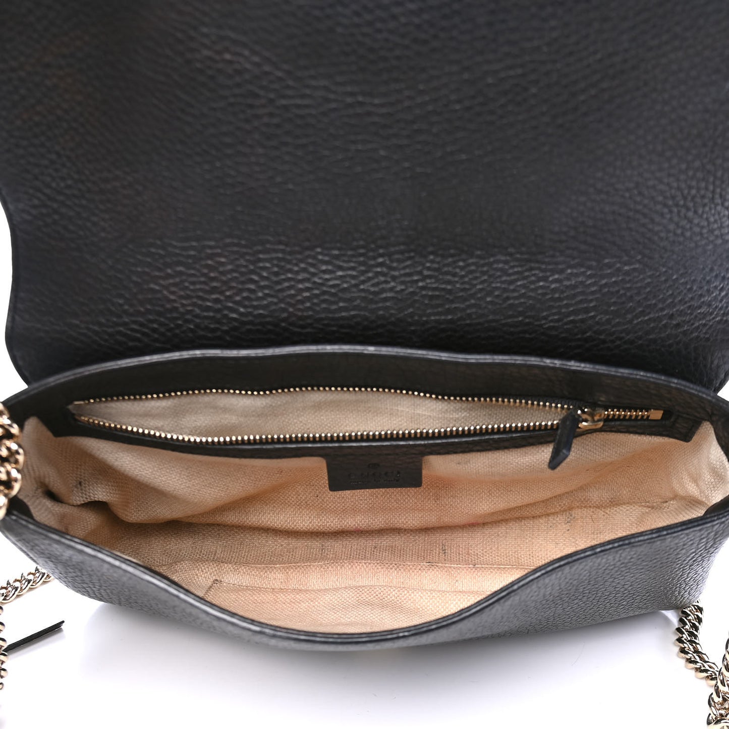 Pebbled Calfskin Medium Soho Flap Crossbody Black