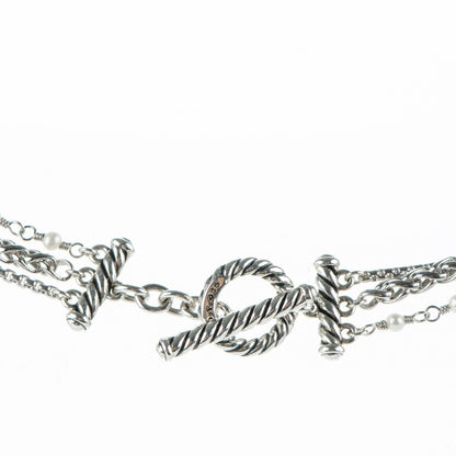 David Yurman Sterling Silver Pearl 10mm Starburst Chain Necklace 4 of 5